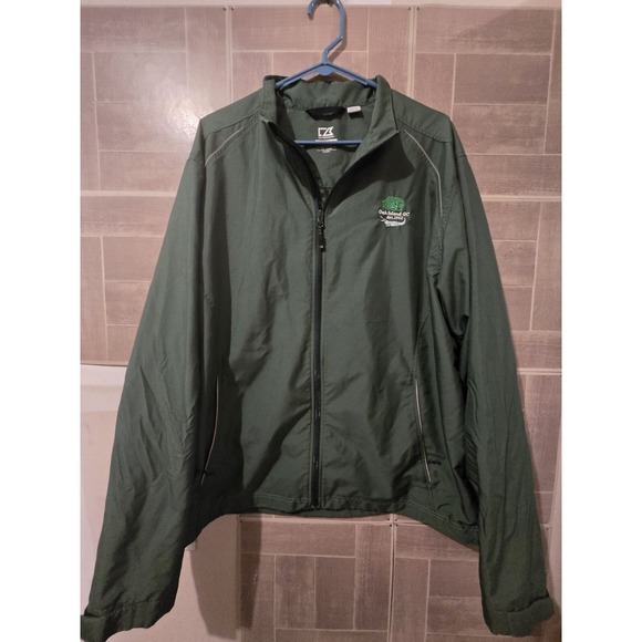 Cutter & Buck Weather Tec Jacket Mens XL Green‎ Oak Island Golf Course Coat - Picture 1 of 5